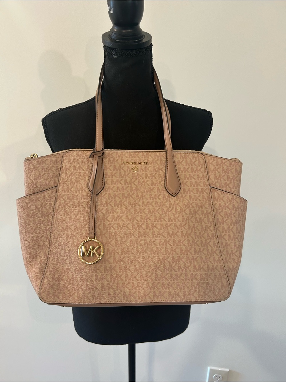 Michael Kors Marilyn Medium Logo Tote Ballet Pink MK Signature Large Bag